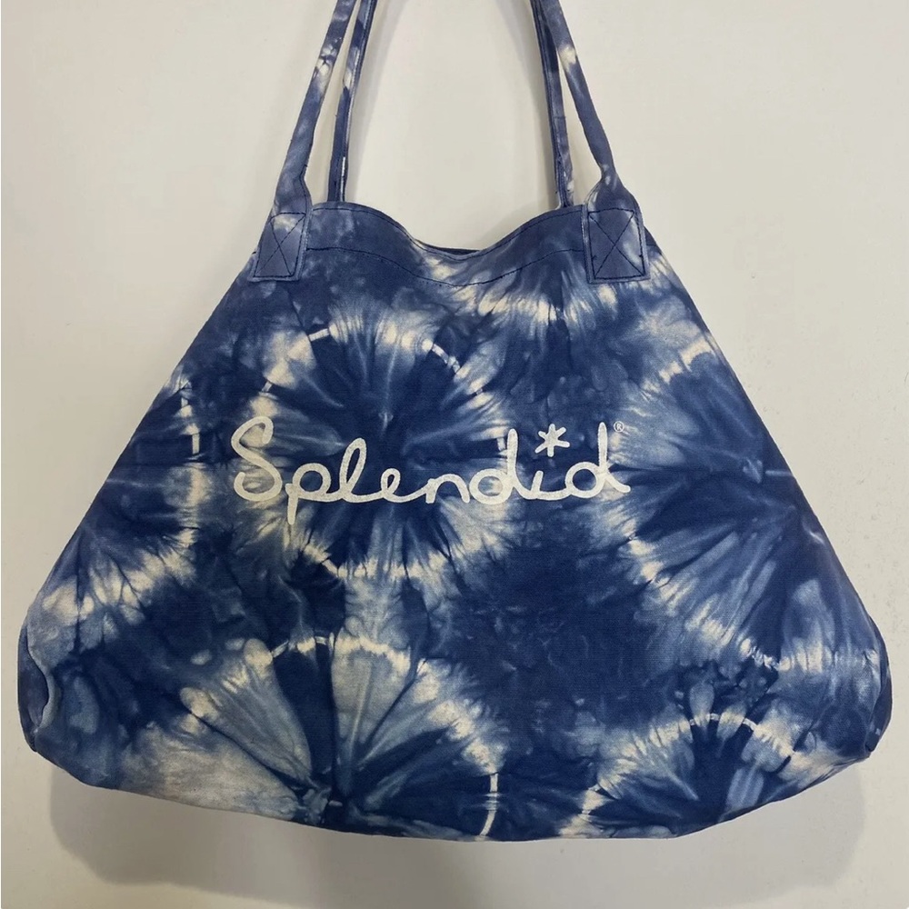 Splendid Blue & White Tie Dye Large Open Tote Bag